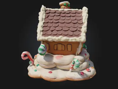 Gingerbread Dreamhouse  A Whimsical World of Sweetness 3D model