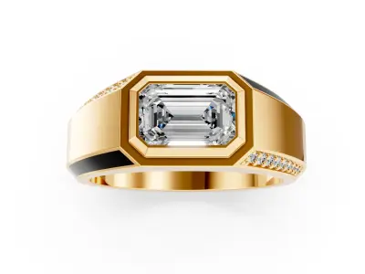 Man Signet Ring With Emerald 3D print model