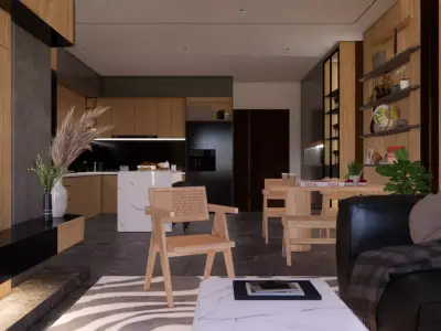 Timeless Modern Apartment Interior High Detail and Easy to Edit Low-poly 3D model
