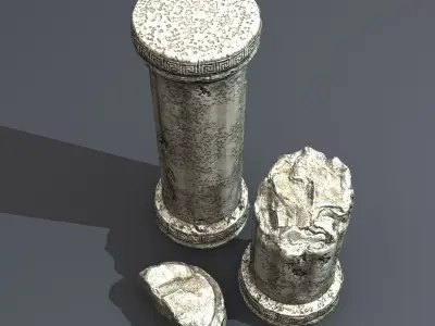 Realistic Damaged Pillars 3D model