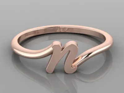 Alphabet Ring N 3D print model