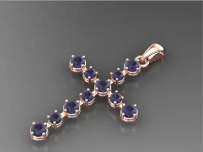 beautiful and graceful cross with diamonds 3D print model