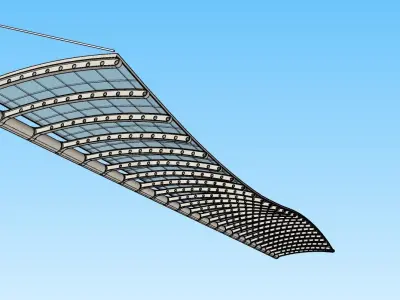 Canopy curved bridge on field 3D model