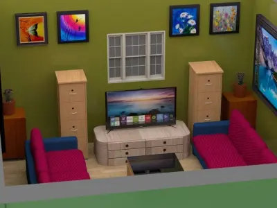  Interior scene Low-poly 3D model