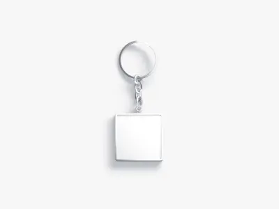 White Square Keychain - key tag holder Low-poly 3D model
