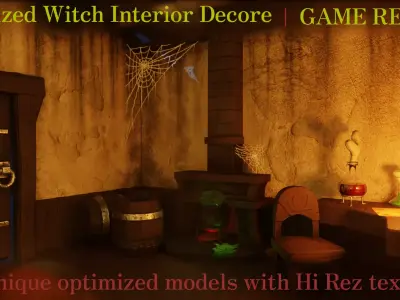 Stylized Witch Interior Decore Low-poly 3D model