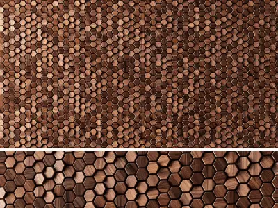 3D panels Wooden Hexagon 3D model