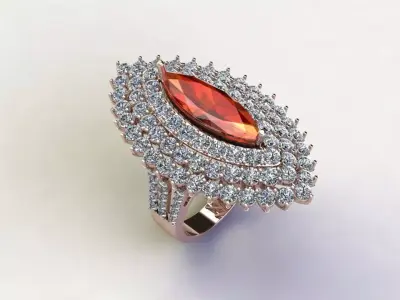 R222 natural gem ring new design 3D model