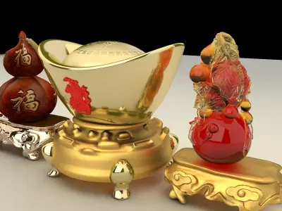 Chinese Gourd with Yuanbao 3D model