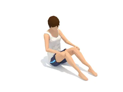Boat Pose Yoga Exercise Woman Animation Low-poly 3D model