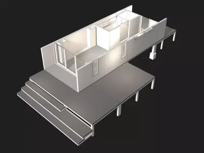 Small house in plan cut 24ZZ33 3D model