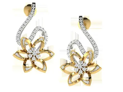 Solitaire Women Drop Earring 3dm STL OBJ FBX Renders Details 3D print model 2