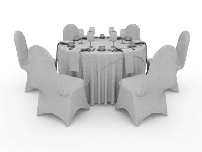 Banquet Table and Chair 40 3D model