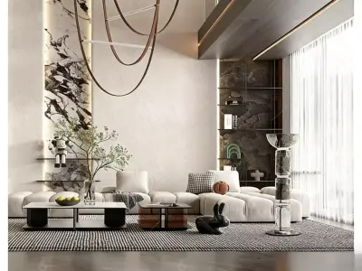 Modern Minimalist Living Room 3D model