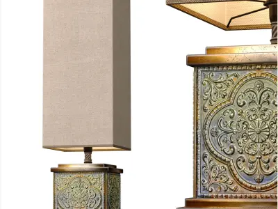 High Green Copper Arabic Oriental Nightstand buffet Table Lamp 3D model