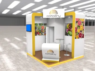 Exhibition Stand Booth stall 3x3m Height 330cm 2 Sides Open 3D model