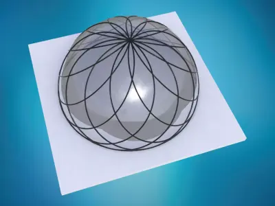 Dome spiral with glass and wire frame structure Low-poly 3D model