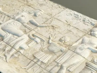Bas-relief wall panel PBR Low-poly 3D model