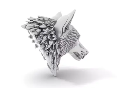 Silver Wolf Sculpture model pack Low-poly 3D model
