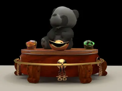 Chinese panda doll Low-poly 3D model