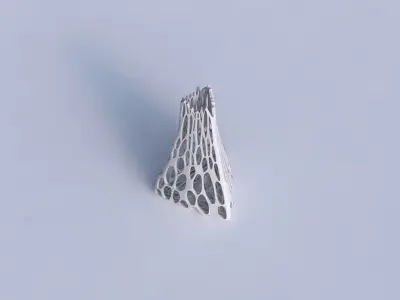 Vase grounded triangle with cracked organic lattice 05 3D print model