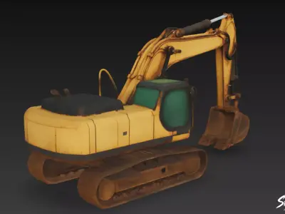 Excavator Low-poly 3D model