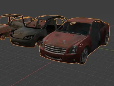 wrecked cars body low poly mesh perfect for any games  Low-poly 3D model
