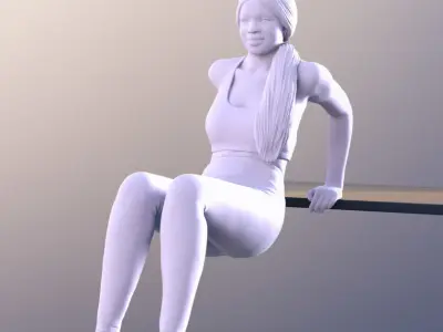 Miceala 11405 - Fitness Black Girl Exercise Workout Gym Low-poly 3D model