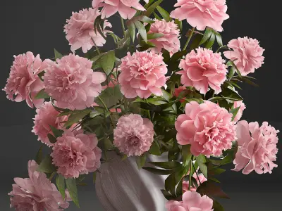 Bouquet pink Peonies  peony 3D model