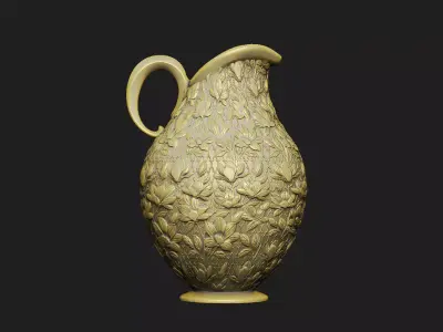 silver pottery old decor ornate Ewer Victorian jug floral 3D print model