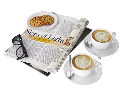 Coffee and magazine  3D model