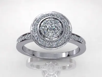 Halo One Stone Big Size Diamond Ring 3D print model