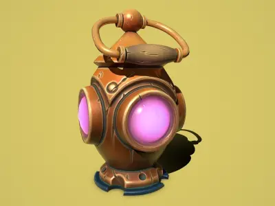 Fantasy bronze lamp Low-poly 3D model