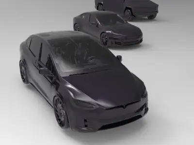 Tesla cars pack low and high poly 3D 3D model