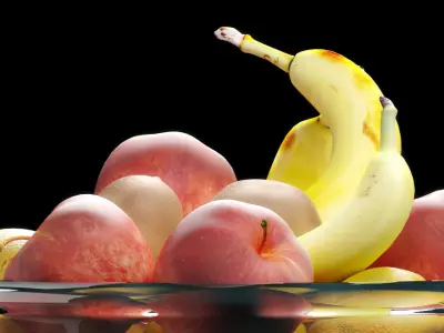 fruits set 2 fruit in glass bowl 3D model