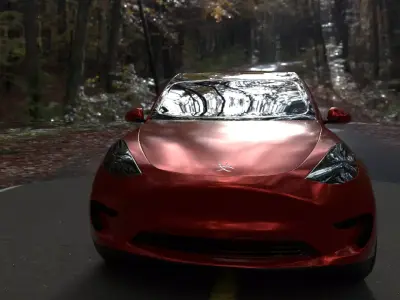 Futuristic Electric Sedan - Red Low-poly 3D model