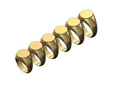 12mm Round flat top blank engravable signet ring miniset 3D print model