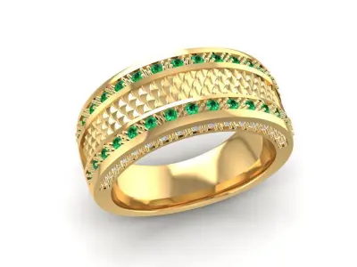 Luxury Women Multi Row Band Ring with Gemstones 1591 3D print model