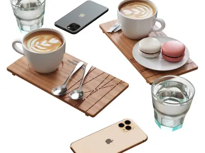 Decorative Set for a Cafe Table Kit1 3D model