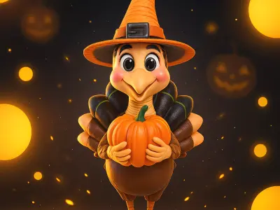 Charming Thanksgiving Turkey Printable Holiday For Home Decor 3D model