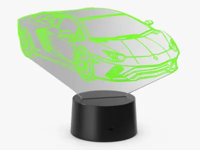 Hologram Night Light Car Green 3D model