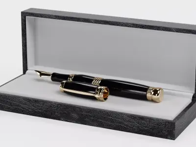 Luxury Fountain Pen in Box Low-poly 3D model