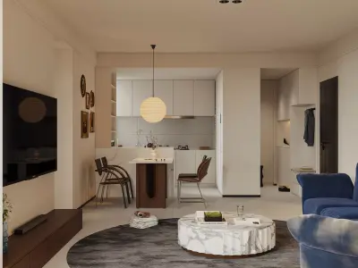  living room dining room interior scenes 09 3D model