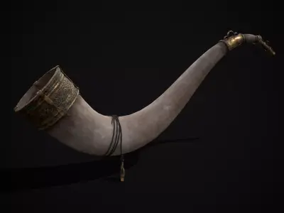 Vintage War Horn Low-poly 3D model