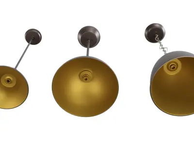 Three Metal Oil Ceiling Lamps 3D model  3D model