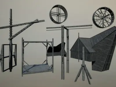 Old crane kit Low-poly 3D model