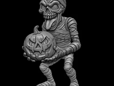 Halloween Monsters Set of 4 Charaters Bas relief 3D STL 3D print model
