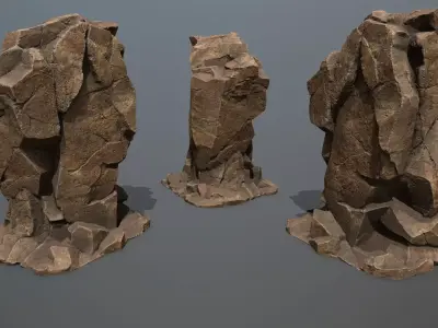 desert rocks Low-poly 3D model
