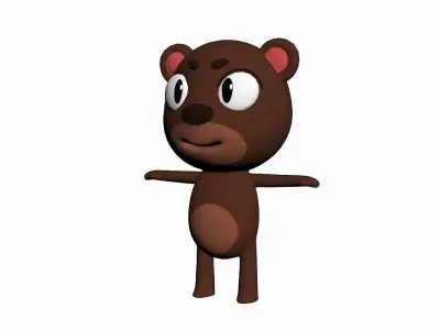 Cartoon Bear Character Low-poly 3D model