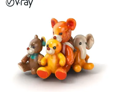 Colorful Plush Toys Collection model pack Low-poly 3D model